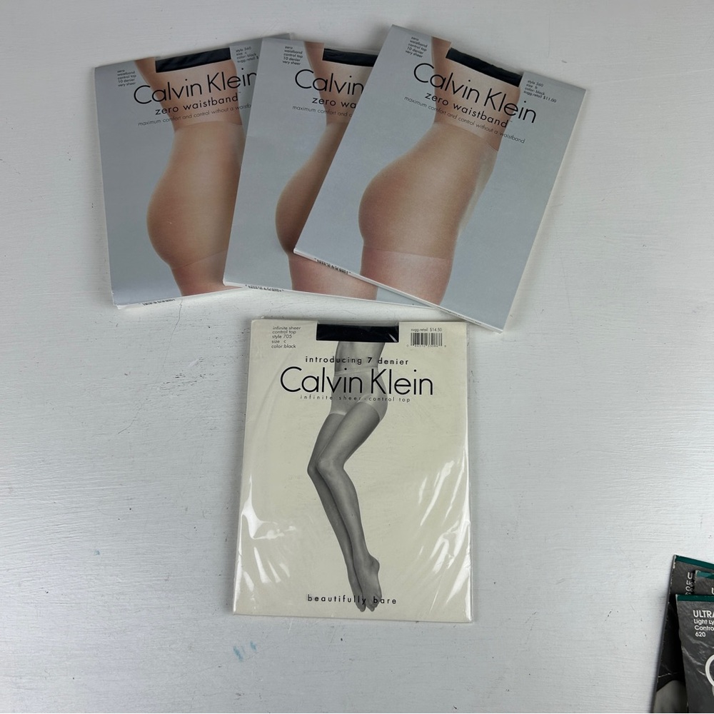 Calvin Klein Invisible Control Top Sheer Panty Hose Size B / C 360 And 705 Black